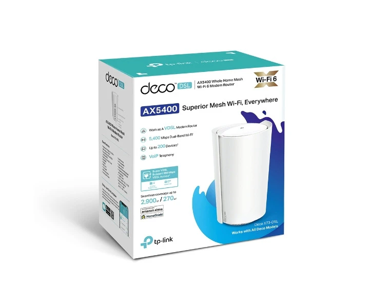 TP Link Deco X73 Dsl Ax5400 Vdsl Whole Home Mesh Wifi 6 System