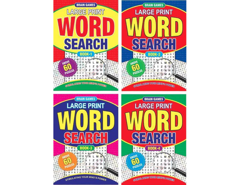 4 x WORD SEARCH BOOK A4 72 pages | Adults Travel Fun Wordsearch Puzzle Books