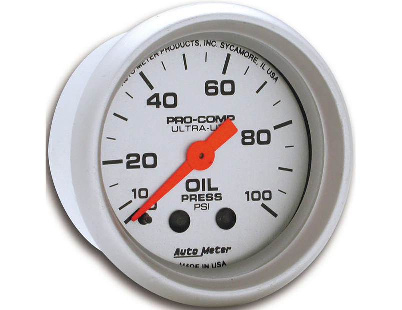 Auto Meter Gauge Ultra-Lite Oil Pressure 2 1/16 in. 100psi Mechanical Each AMT-4321