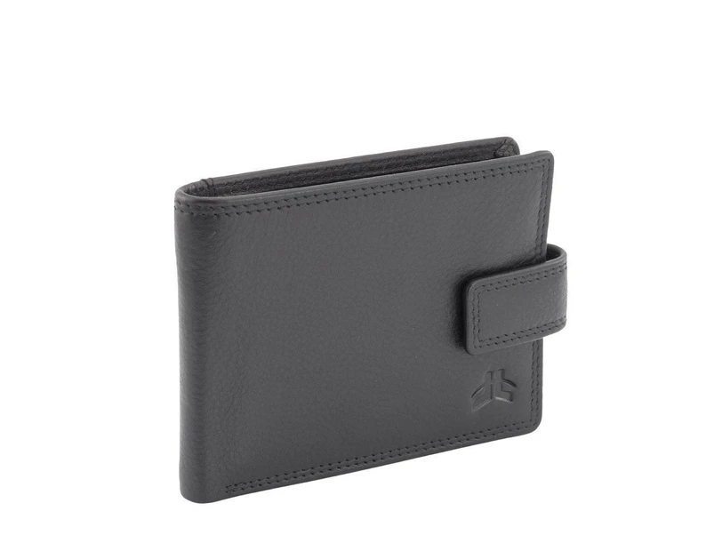 Men's Genuine Leather Wallet RFID Blocking Bifold - Black