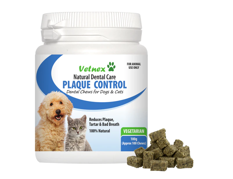 Vetnex Plaque Control Dental Chews for Dogs & Cats 100 chews - Vegie