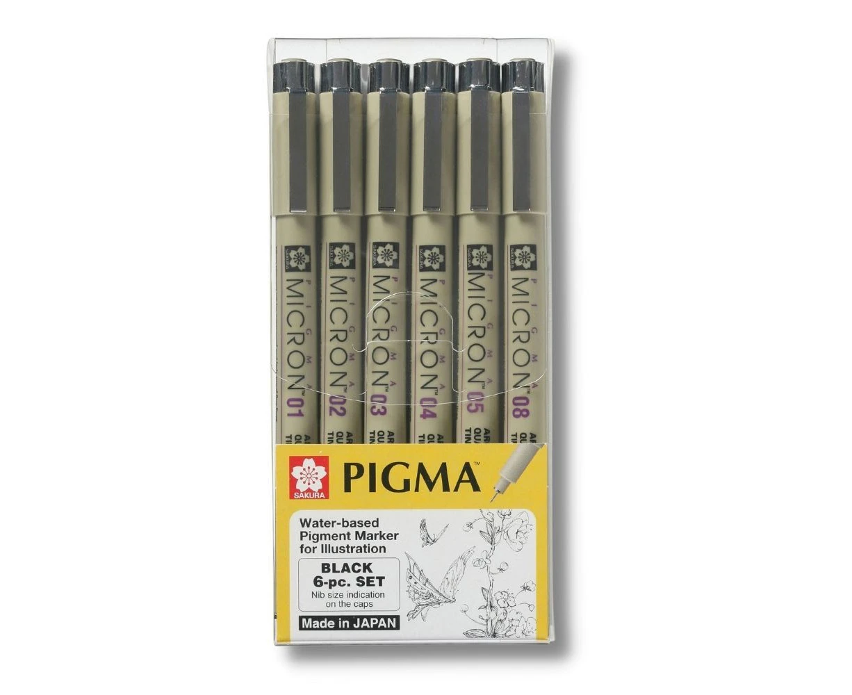 Sakura Pigma Micron Pen Set 6pc - Black