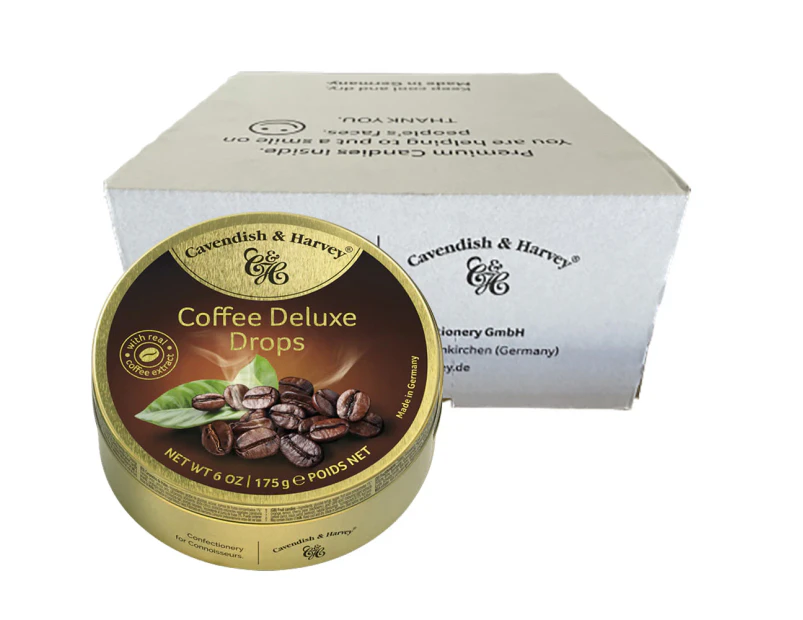 Cavendish and Harvey Deluxe Coffee Drops 175g Tin Sweets Candy Lollies x 10
