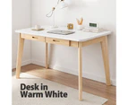 MIUZ Computer Desk Office Study Desks Laptop Table Drawers Workstation Nordic White 120x50x72cm - White