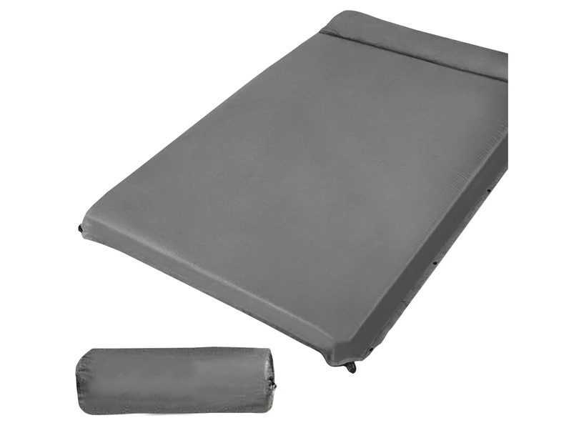 Double Size Self Inflating Mattress Bed Grey 4cm Thick  Easy-Roll-Up Camping - Grey