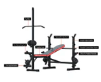 FitnessLab Back Adjustable Weight Bench Press Multi-station Fitness 8in1 Home Gym Equipment Curl