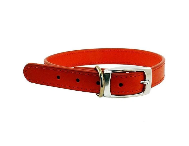 Beau Pets 40cm Red Leather Deluxe Dog Collar - Australian Made