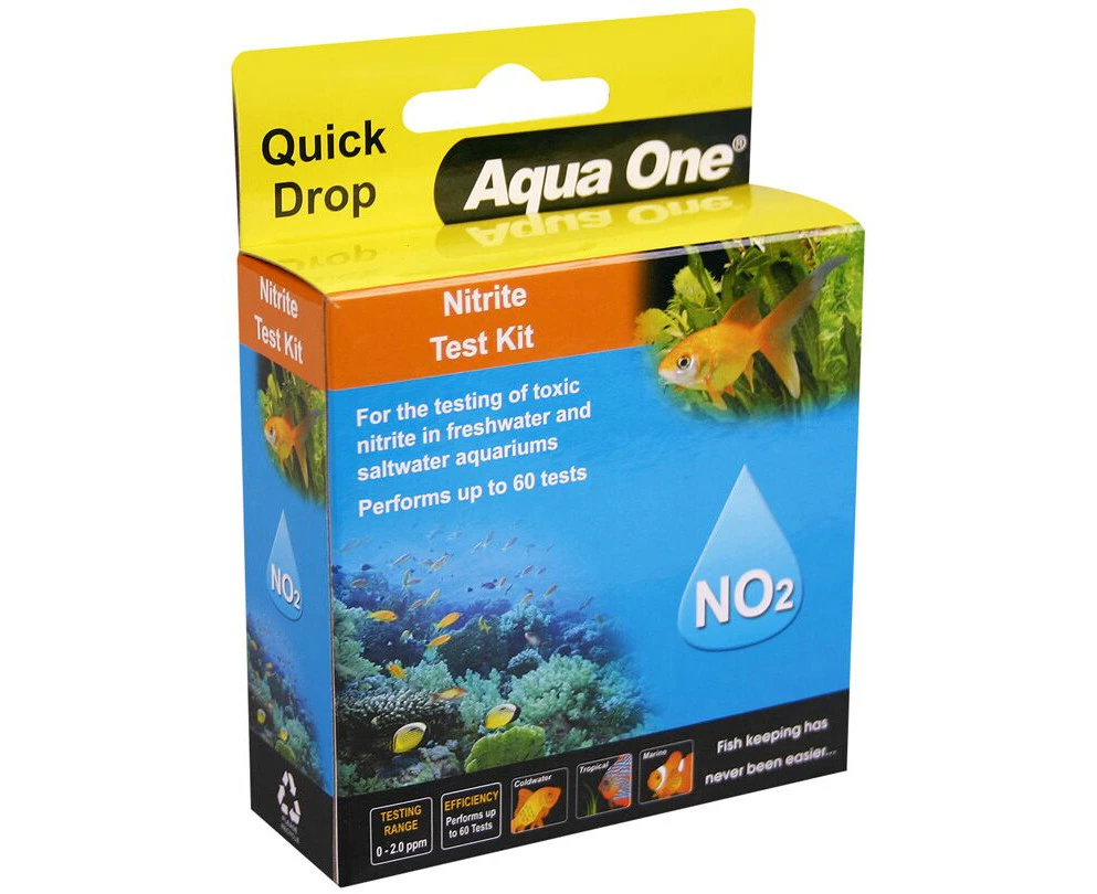 Aqua One Quick Drop Aquarium Freshwater Saltwater Nitrite NO2 Test Kit 0 2.0ppm