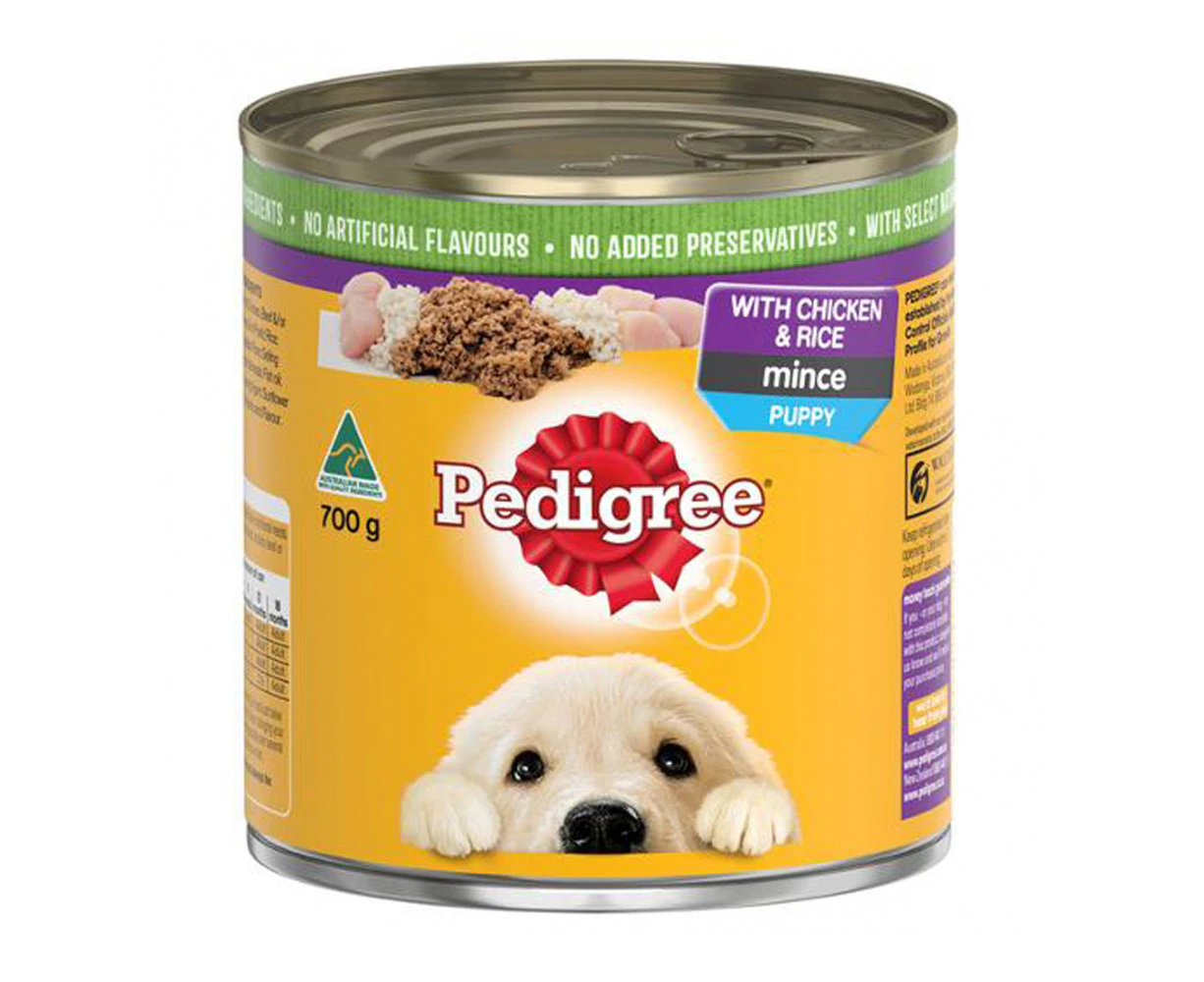 Pedigree Puppy Grab-A-Slab Wet Dog Food Minced w/ Chicken & Rice 12 x 700g