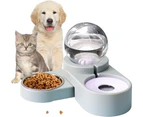 Pet Feeder, Cat & Dog Food & Water Bowl Set, Automatic Pet Water Dispenser with Food Bowl (Blue)