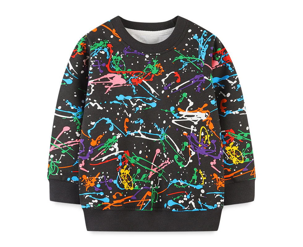 Bonivenshion Children Cotton Crewneck Sweatshirts Boys Cartoon Long Sleeve Pullovers Dinosaur Kids Toddler Christmas Tops - Navy