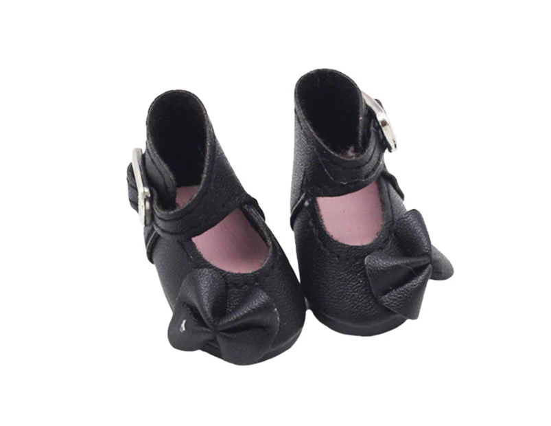 1 Pair Lovely Doll Shoes Buckle Design Colorful Bow Knot Girls Doll Shoes for Children Black
