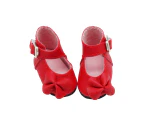 1 Pair Lovely Doll Shoes Buckle Design Colorful Bow Knot Girls Doll Shoes for Children Red