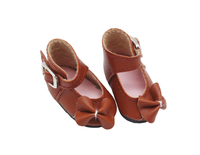 1 Pair Lovely Doll Shoes Buckle Design Colorful Bow Knot Girls Doll Shoes for Children Brown