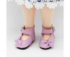 1 Pair Lovely Doll Shoes Buckle Design Colorful Bow Knot Girls Doll Shoes for Children Purple