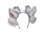 1 Set Faux Tail Realistic Easy to Wear Plush Ears Headband Furry Animal Tail Party Supplies White