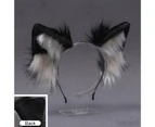 1 Set Faux Tail Realistic Easy to Wear Plush Ears Headband Furry Animal Tail Party Supplies Black