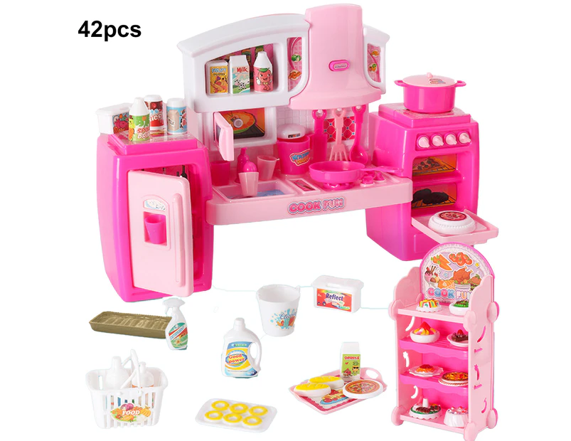 1 Set Kitchen Toy Decorative Sounding Colorful Dollhouse Mini Kitchen Toy Suit for Kids 42pcs
