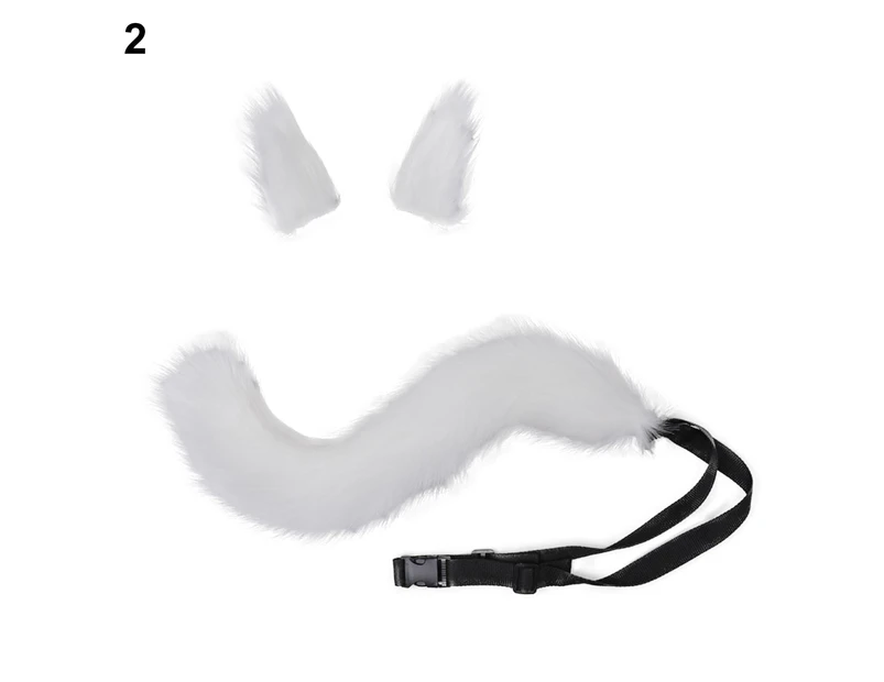 1 Set Faux Fox Tail Real-looking Comfortable to Wear Role-playing Props Soft Touch Cosplay Fox Tail Ears for Carnival Gift 2