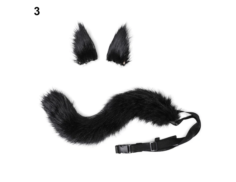 1 Set Faux Fox Tail Real-looking Comfortable to Wear Role-playing Props Soft Touch Cosplay Fox Tail Ears for Carnival Gift 3