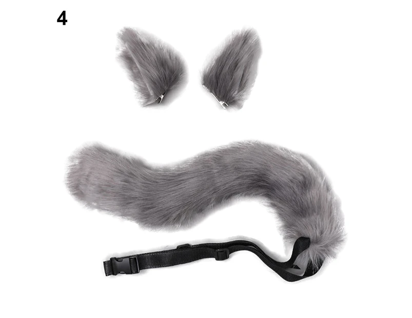 1 Set Faux Fox Tail Real-looking Comfortable to Wear Role-playing Props Soft Touch Cosplay Fox Tail Ears for Carnival Gift 4