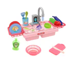 1 Set Play Kitchen Toys Smooth Surface Novel Plastic Children Kitchen Mini Dishwasher Toy for School  Pink