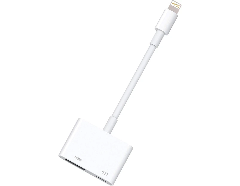 Digital AV Adapter Lightning To HDMI Adapter 1080P with Lightning Charging Port compatible with Select IPhone (White)