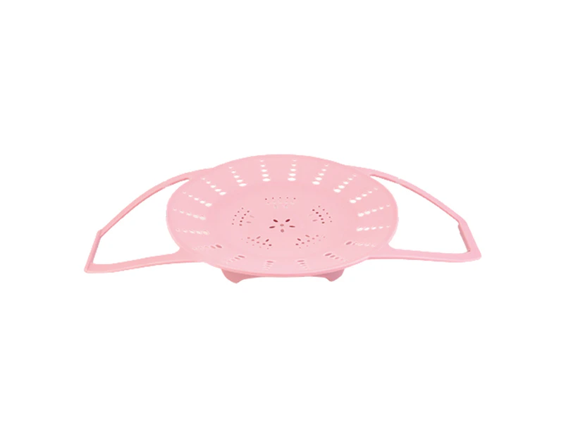 Silicone Steamer Bracket Creative with Soft Carrying Handle Portable High Toughness Tear Resistant Fruit Dish Pot Steamer for Vegetable Pink