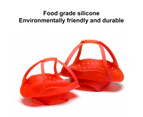 Silicone Steamer Bracket Creative with Soft Carrying Handle Portable High Toughness Tear Resistant Fruit Dish Pot Steamer for Vegetable Red