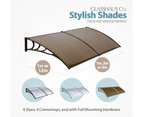 2 x 1M Grey / Brown Glasshaus Window Door Awning Canopy Outdoor Patio Sun Shield DIY - Grey Frame Brown Panel