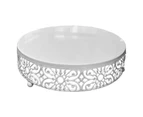 Vintage Cake Stand Hollowed Carving Decor Metal Exquisite Cupcake Serving Round Plate Holder for Kitchen White