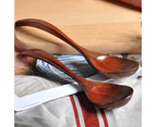 Wooden Spoon Stylish Exquisite Sturdy Long Handle Eco-friendly Dinner Spoon for Home Deep Wood Color