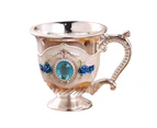 Wine Glass Creative Retro Design Zinc Alloy Exquisite Practical Drinking Cup for Party Silver White - Blue