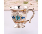 Wine Glass Creative Retro Design Zinc Alloy Exquisite Practical Drinking Cup for Party Silver White - Blue