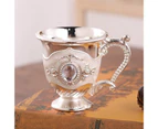 Wine Glass Creative Retro Design Zinc Alloy Exquisite Practical Drinking Cup for Party Silver White