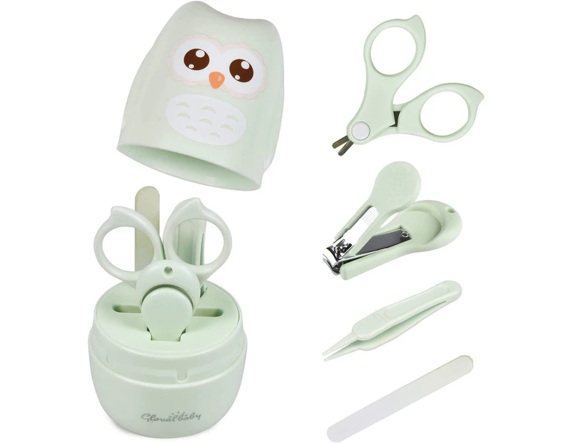 Baby Nail Kit, Baby Manicure Kit and Pedicure Kit with Cute Owl Shape Case. Baby Nail Clipper, Scissor, Baby Nail File & Tweezer