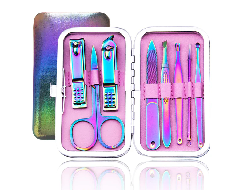 PPIAO Manicure Set Nail Clippers Set Pedicure 18 Pieces Stainless Steel Manicure Kit Professional Grooming Care Tools Nose Hair Scissors Nail File