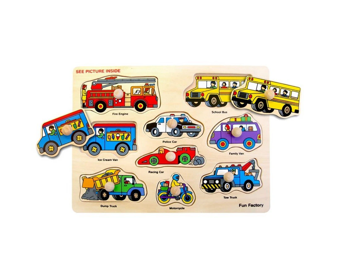 Wood Knob Puzzle Vehicles