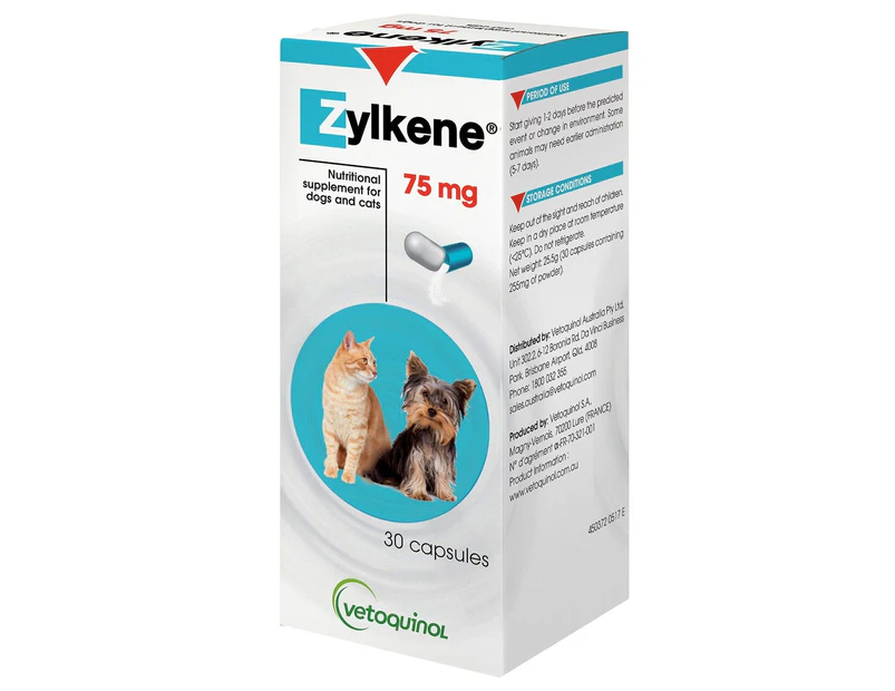 Zylkene Nutritional Supplement for Dogs and Cats - 30 Capsules [Size: 75mg]