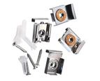 2 Sets (8 Pieces) Spring Loaded Mirror Hanger Clips Set Unframed Mirror Mount Clips with Plugs and Screws