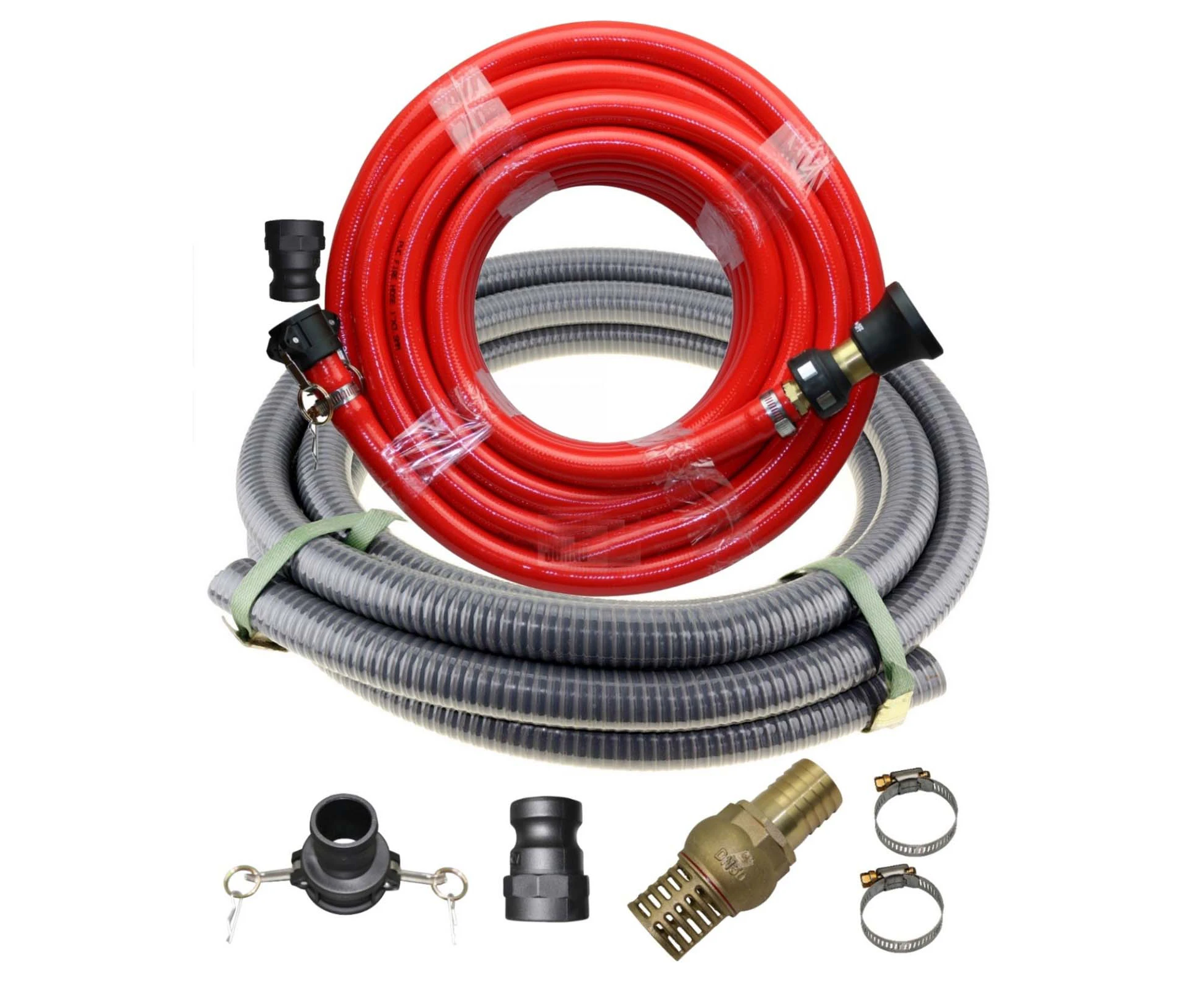 Fire Fighting 20m x 1 inch Hose + Suction 2 inch Hose Kit Fire Rated Water Pump