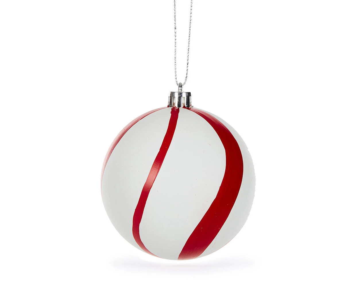 Peppermint Swirl Bauble 8cm - Red