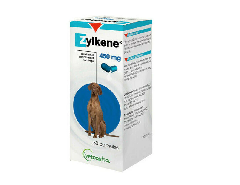 Zylkene Nutritional, Calming & Stress Supplement - 30 Capsules Large 450mg