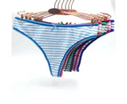 6 x Womens Stripe G String - Thong Sexy Cotton Assorted Gstring Undies Underwear Nylon - Multicoloured
