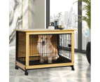 Pawz Wooden Wire Dog Kennel Side End Table Steel Puppy Crate Indoor Pet House L