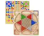 2 in 1 Double-Faced Wooden Chinese Checkers Flying Ludo Board Set Kid Family Toy Board Toy