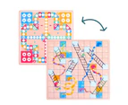 2 in 1 Double-Faced Wooden Flying Ludo Snake Ladder Game Board Kids Family Toy Board Toy