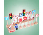 16Pcs/Set Wooden Street Road Traffic Signs Model Block Educational Kids Toy 16pcs