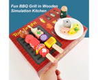 1Set Barbecue Stall Toy Simulated Long Lifespan Wood Barbecue Play House Sorting Skewers Toy for Kids 1 Set
