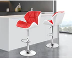 Alfordson 2x Bar Stools Willa Kitchen Gas Lift Swivel Chair Leather RED
